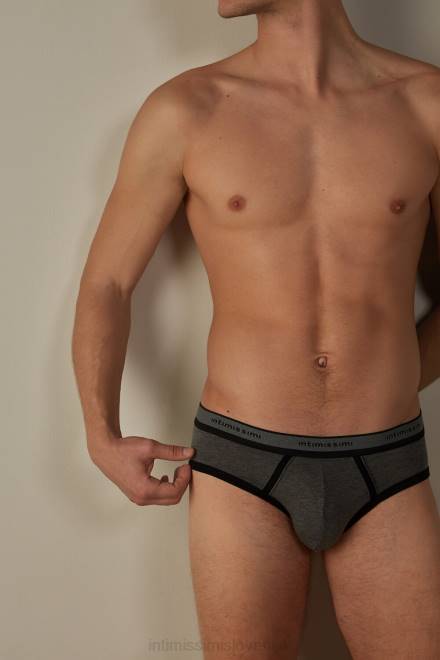 Intimissimi moški 543i-grafitno siva mešanica/črna spodnje perilo 2R8X85 raztegljive bombažne hlačke Supima z detajlom logotipa