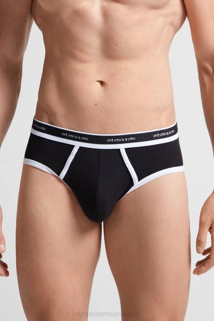 Intimissimi moški 661i-nero/bianco spodnje perilo 2R8X24 naravne sveže bombažne hlačke Supima z logotipom