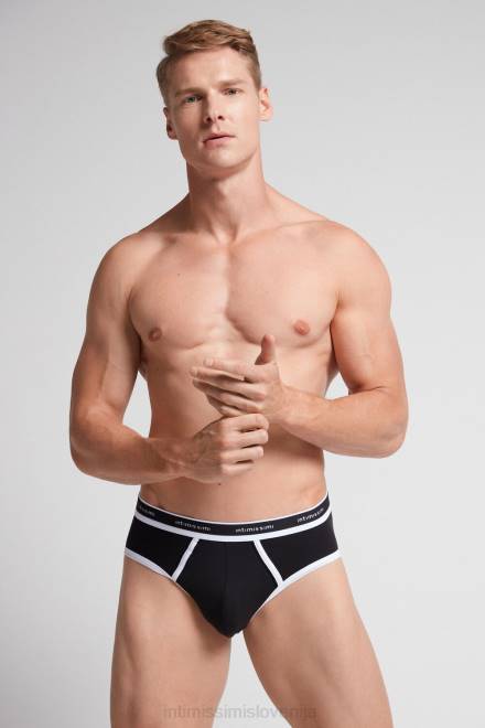 Intimissimi moški 661i-nero/bianco spodnje perilo 2R8X24 naravne sveže bombažne hlačke Supima z logotipom