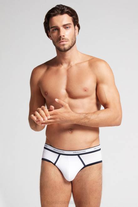 Intimissimi moški 6986-bela/modra spodnje perilo 2R8X23 naravne sveže bombažne hlačke Supima z logotipom