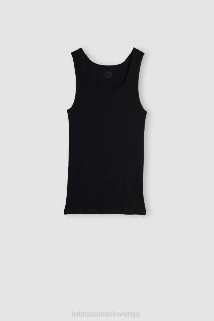 Intimissimi moški 019-črna oblačila 2R8X243 rebrasti bombažni brezrokavnik supima