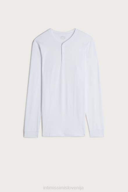 Intimissimi moški 001-bela oblačila 2R8X238 zgornji del z dolgimi rokavi v supima interlock