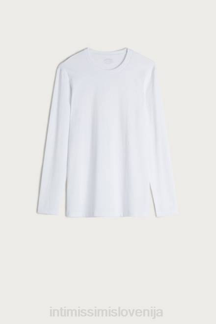 Intimissimi moški 001-bela oblačila 2R8X278 top iz raztegljivega bombaža supima z dolgimi rokavi