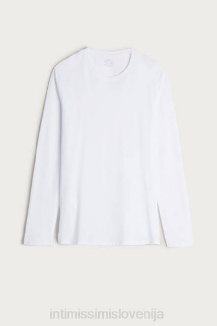 Intimissimi moški 001-bela oblačila 2R8X294 bombažna majica supima z dolgimi rokavi