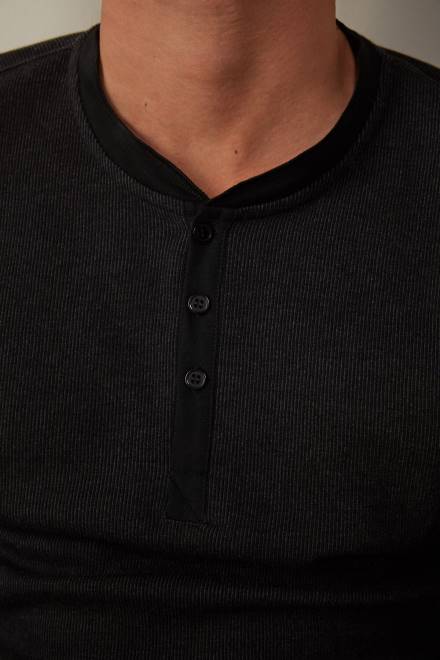 Intimissimi moški 019-črna oblačila 2R8X220 topel bombažni dedkov top z dolgimi rokavi