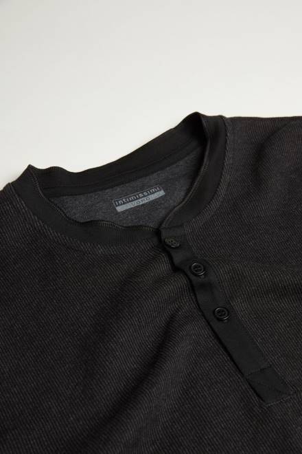 Intimissimi moški 019-črna oblačila 2R8X220 topel bombažni dedkov top z dolgimi rokavi