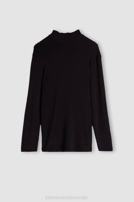 Intimissimi moški 019-črna oblačila 2R8X249 top iz modala in kašmirja z dolgimi rokavi in ​​visokim ovratnikom