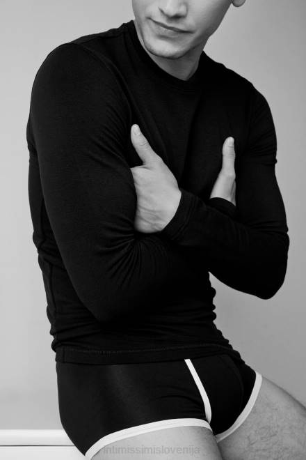 Intimissimi moški 019-črna oblačila 2R8X255 top z dolgimi rokavi iz modalnega kašmirja