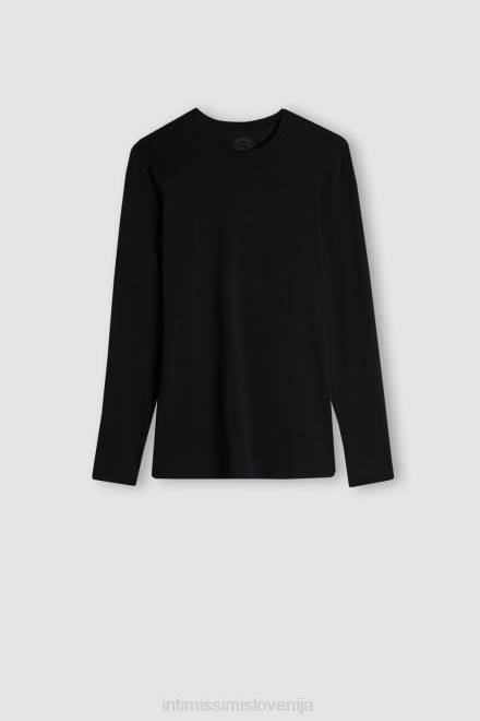 Intimissimi moški 019-črna oblačila 2R8X279 top iz raztegljivega bombaža supima z dolgimi rokavi