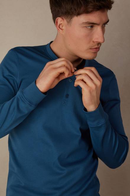 Intimissimi moški 202j-megleno modra oblačila 2R8X197 zgornji del z dolgimi rokavi v supima interlock