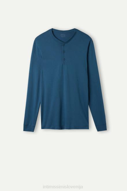 Intimissimi moški 202j-megleno modra oblačila 2R8X197 zgornji del z dolgimi rokavi v supima interlock