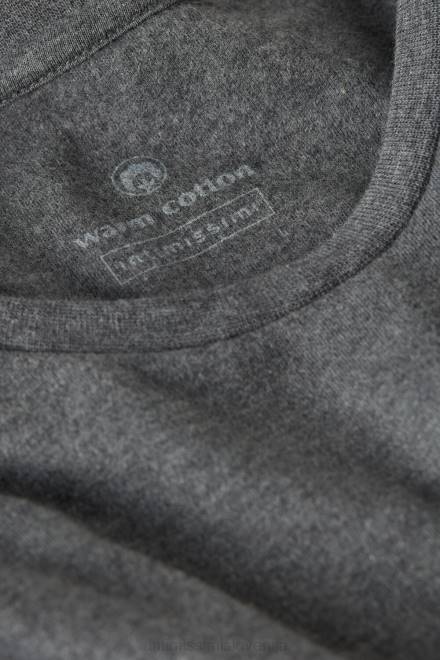 Intimissimi moški 5227-ogljeno siv melanž oblačila 2R8X202 topel bombažni top z dolgimi rokavi