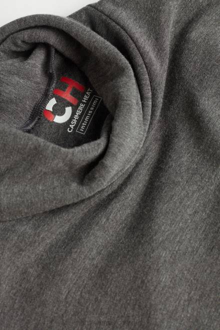 Intimissimi moški 5227-ogljeno siv melanž oblačila 2R8X217 top iz modala in kašmirja z dolgimi rokavi in ​​visokim ovratnikom