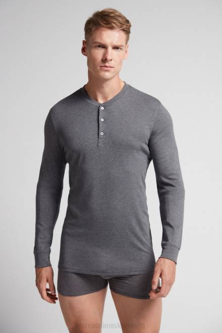 Intimissimi moški 5227-ogljeno siv melanž oblačila 2R8X258 zgornji del z dolgimi rokavi v supima interlock