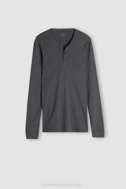 Intimissimi moški 5227-ogljeno siv melanž oblačila 2R8X258 zgornji del z dolgimi rokavi v supima interlock