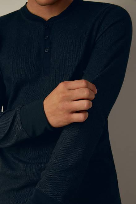 Intimissimi moški 800-polnočno modra oblačila 2R8X221 topel bombažni dedkov top z dolgimi rokavi