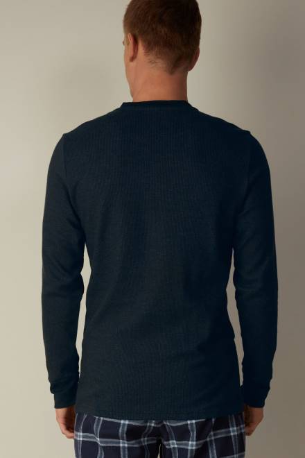 Intimissimi moški 800-polnočno modra oblačila 2R8X221 topel bombažni dedkov top z dolgimi rokavi