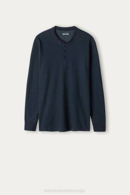 Intimissimi moški 800-polnočno modra oblačila 2R8X221 topel bombažni dedkov top z dolgimi rokavi