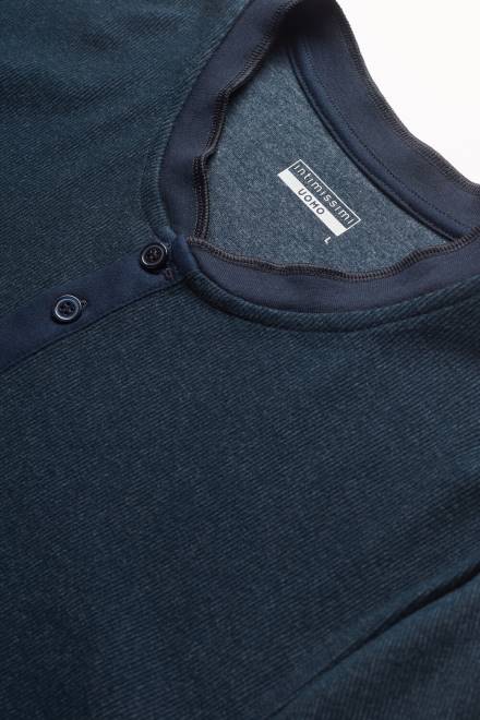 Intimissimi moški 800-polnočno modra oblačila 2R8X221 topel bombažni dedkov top z dolgimi rokavi