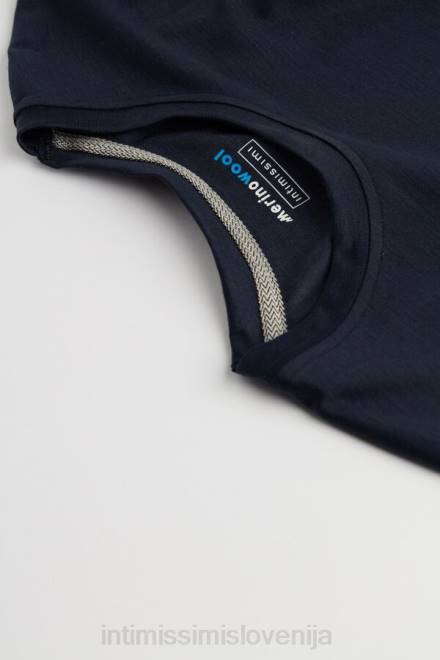 Intimissimi moški 800-polnočno modra oblačila 2R8X246 top iz merino volne z dolgimi rokavi in ​​okroglim izrezom