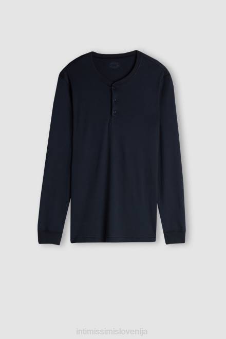 Intimissimi moški 800-polnočno modra oblačila 2R8X257 zgornji del z dolgimi rokavi v supima interlock