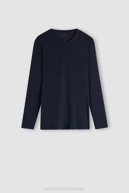 Intimissimi moški 800-polnočno modra oblačila 2R8X268 top iz raztegljivega bombaža supima z dolgimi rokavi