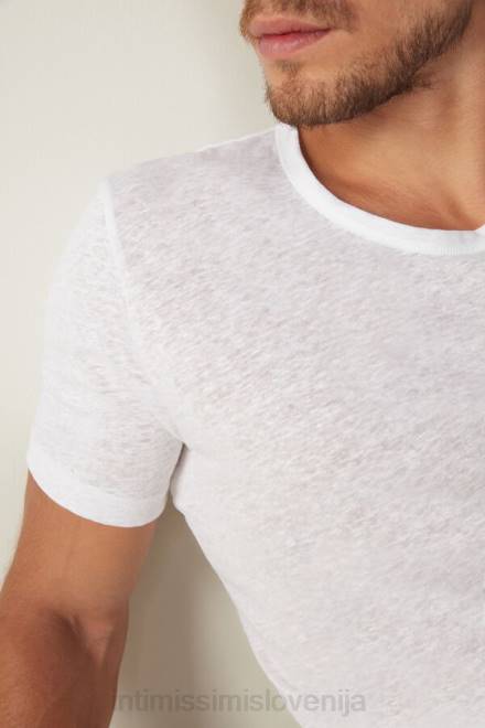 Intimissimi moški 001-bela oblačila 2R8X223 lanena majica s kratkimi rokavi