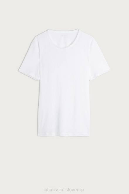Intimissimi moški 001-bela oblačila 2R8X223 lanena majica s kratkimi rokavi