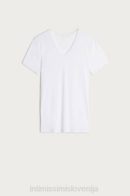 Intimissimi moški 001-bela oblačila 2R8X266 zgornji del iz mikromreže z neobdelanim robom