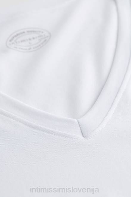 Intimissimi moški 001-bela oblačila 2R8X287 bombažna majica s kratkimi rokavi Supima z v izrezom