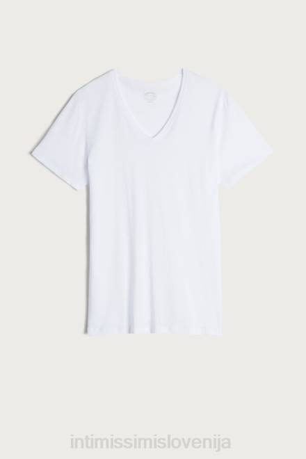 Intimissimi moški 001-bela oblačila 2R8X291 majica s kratkimi rokavi in ​​v-izrezom iz izjemno finega supima bombaža