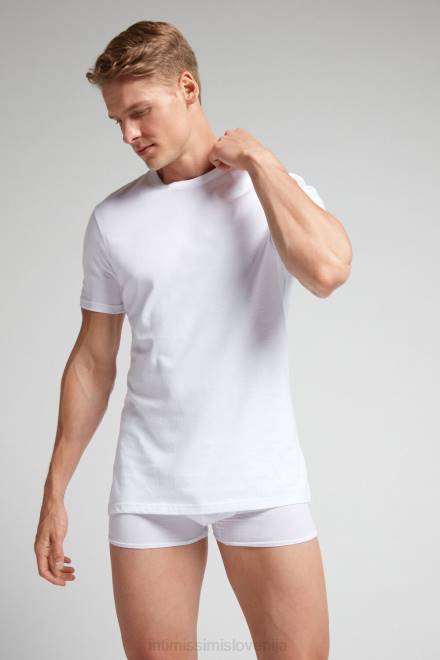 Intimissimi moški 001-bela oblačila 2R8X320 majica s kratkimi rokavi in ​​okroglim izrezom iz supima bombaža