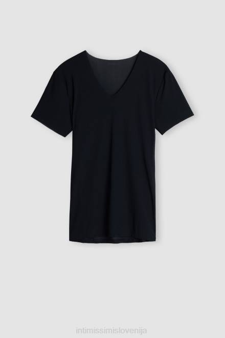 Intimissimi moški 019-črna oblačila 2R8X265 zgornji del iz mikromreže z neobdelanim robom