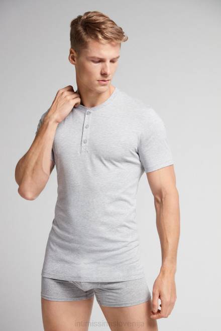 Intimissimi moški 031-svetlo siv melanž oblačila 2R8X233 bombažna srajca s kratkimi rokavi Supima