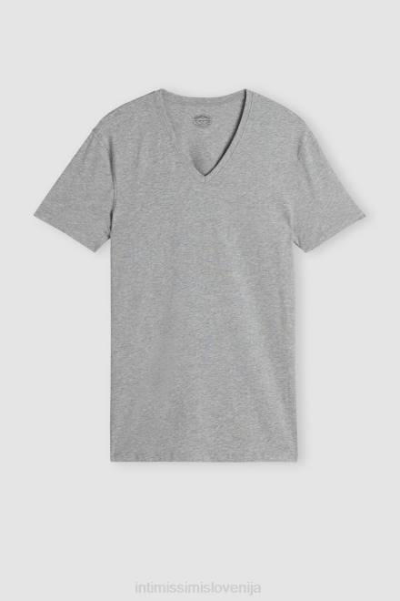 Intimissimi moški 031-svetlo siv melanž oblačila 2R8X284 bombažna majica s kratkimi rokavi Supima z v izrezom