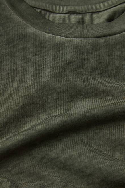 Intimissimi moški 319j-zeleno olje oblačila 2R8X161 z oljem opran bombažni top s kratkimi rokavi