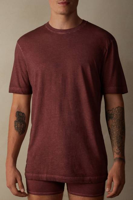 Intimissimi moški 4891-bordojsko oprano oblačila 2R8X207 z oljem opran bombažni top s kratkimi rokavi