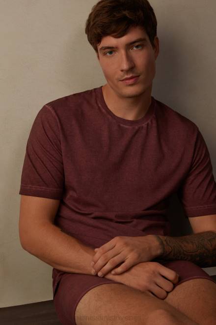 Intimissimi moški 4891-bordojsko oprano oblačila 2R8X207 z oljem opran bombažni top s kratkimi rokavi