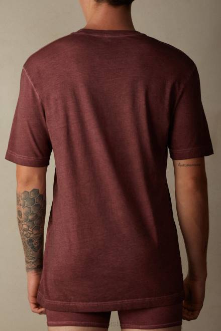 Intimissimi moški 4891-bordojsko oprano oblačila 2R8X207 z oljem opran bombažni top s kratkimi rokavi