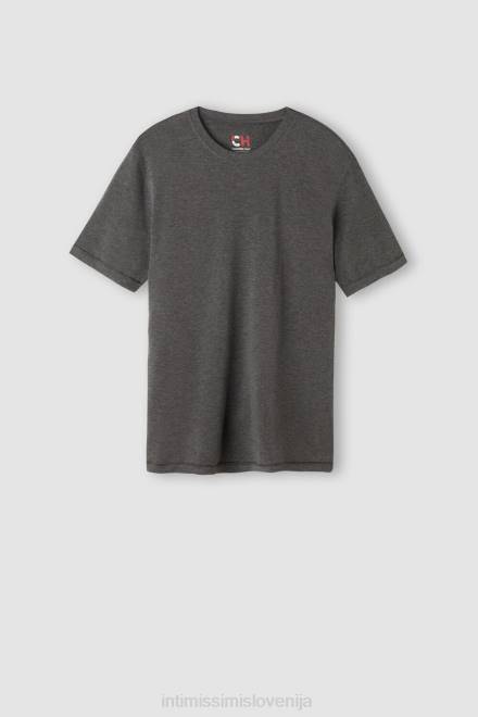 Intimissimi moški 5227-ogljeno siv melanž oblačila 2R8X216 top s kratkimi rokavi iz modala in kašmirja