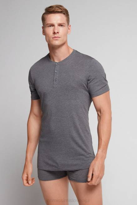 Intimissimi moški 5227-ogljeno siv melanž oblačila 2R8X232 bombažna srajca s kratkimi rokavi Supima