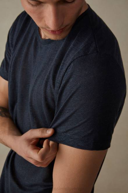 Intimissimi moški 800-polnočno modra oblačila 2R8X222 lanena majica s kratkimi rokavi