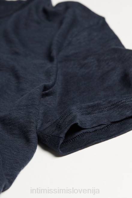 Intimissimi moški 800-polnočno modra oblačila 2R8X222 lanena majica s kratkimi rokavi