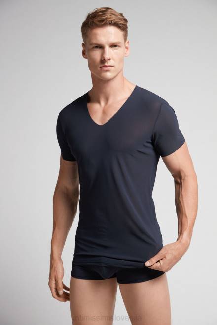 Intimissimi moški 800-polnočno modra oblačila 2R8X264 zgornji del iz mikromreže z neobdelanim robom