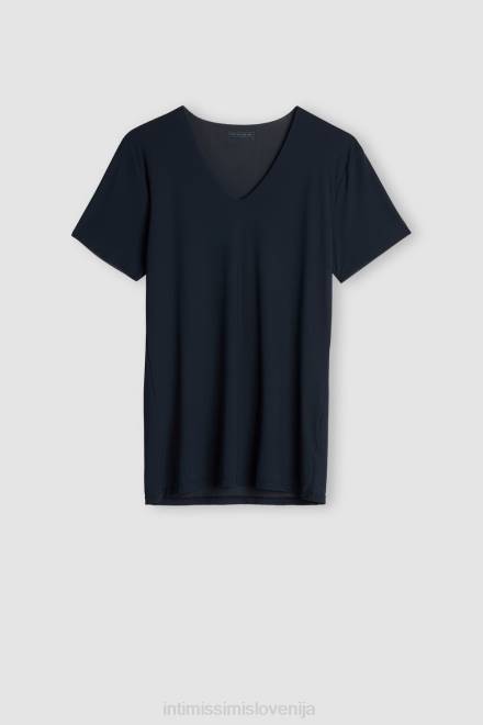 Intimissimi moški 800-polnočno modra oblačila 2R8X264 zgornji del iz mikromreže z neobdelanim robom