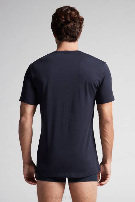 Intimissimi moški 800-polnočno modra oblačila 2R8X295 majica s kratkimi rokavi in ​​okroglim izrezom iz supima bombaža