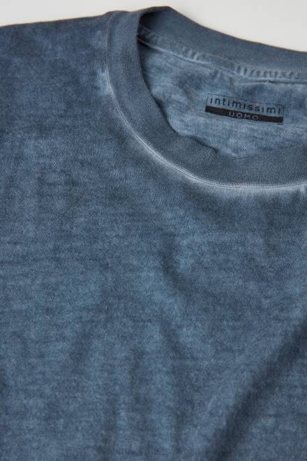 Intimissimi moški 857i-temno modra oblačila 2R8X212 z oljem opran bombažni top s kratkimi rokavi