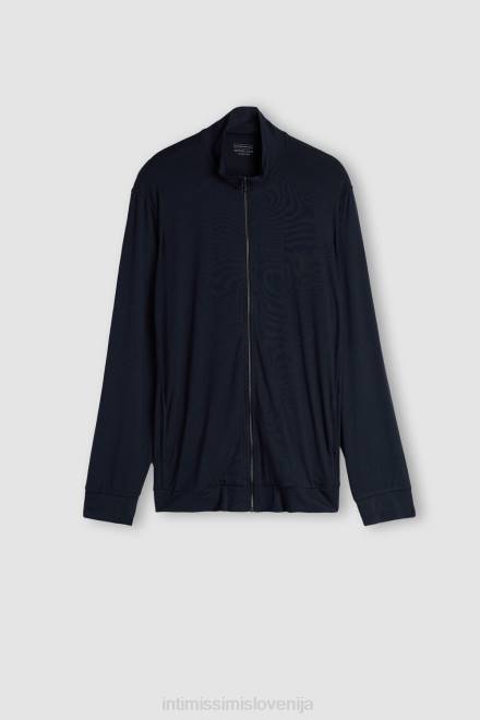 Intimissimi moški 800-polnočno modra oblačila 2R8X236 pulover z zadrgo iz svile in modala