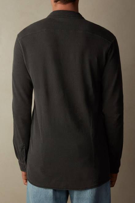 Intimissimi moški 042j-prano siva oblačila 2R8X205 sprana kolekcija bombažna pike srajca