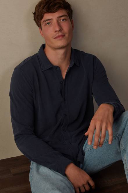 Intimissimi moški 043j-prano modra oblačila 2R8X204 sprana kolekcija bombažna pike srajca